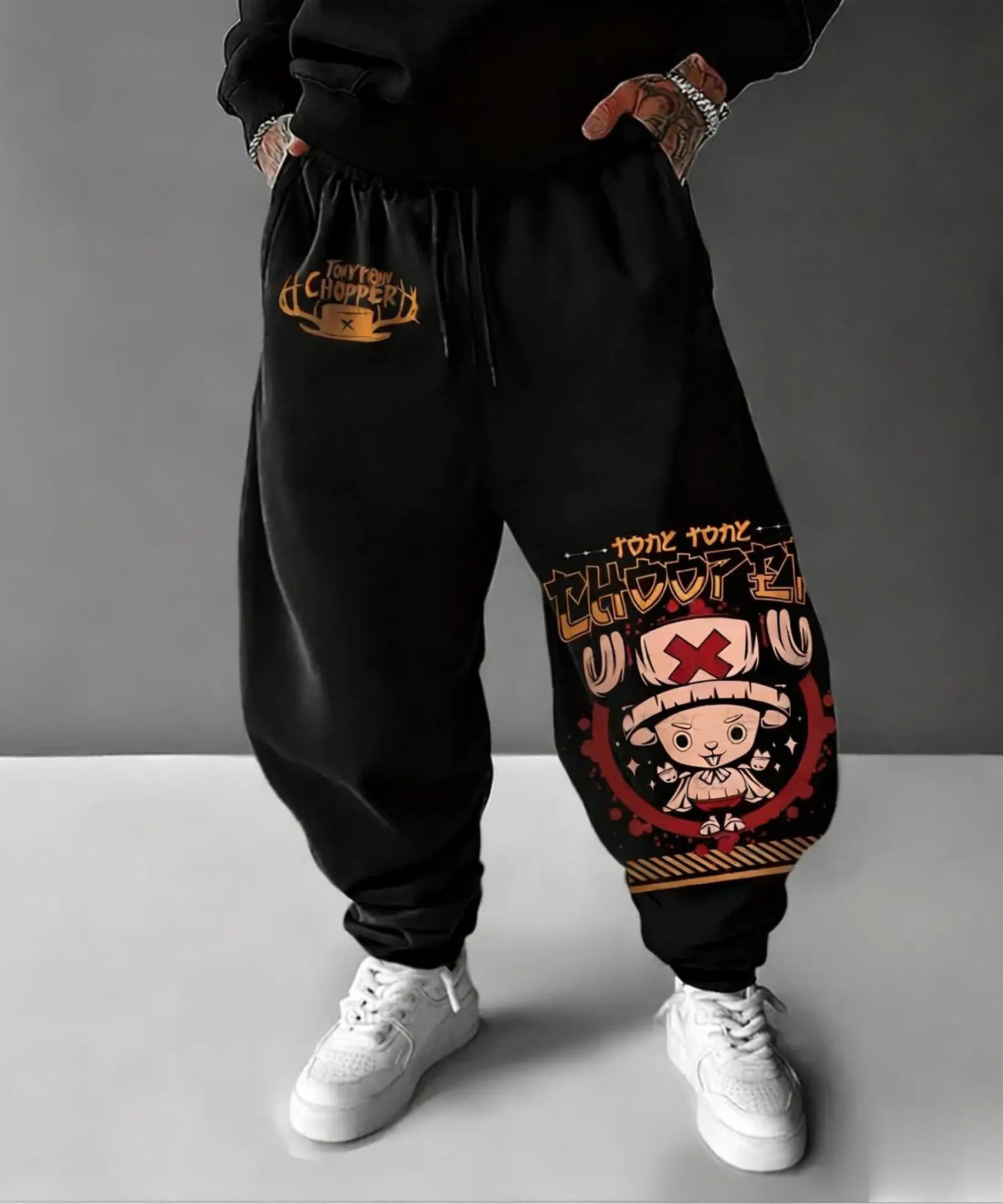Streetwear One Piece Anime Men Joggers Pants Luffy Graphic Print Sweatpants Loose Casual Sportswear Spring Autumn Trousers