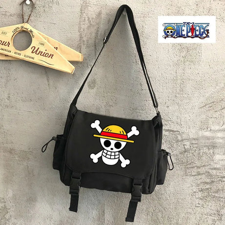 Anime One Piece Luffy Canva Messenger Shoulder Bag Crossbody Square Bag Outdoor Travel Backpack Christmas Birthday Gift