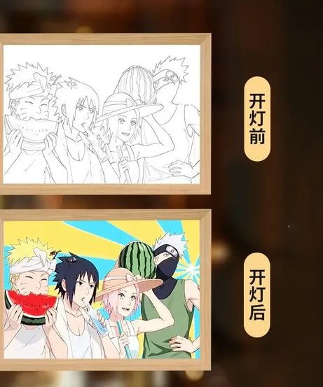 Naruto light painting Kakashi Sasuke Uchiha Madara anime bed head light bedroom creative personality night light holiday gift