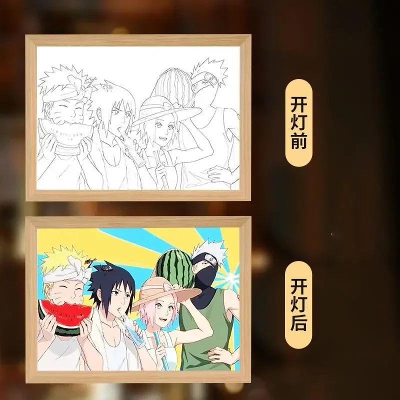 Naruto light painting Kakashi Sasuke Uchiha Madara anime bed head light bedroom creative personality night light holiday gift