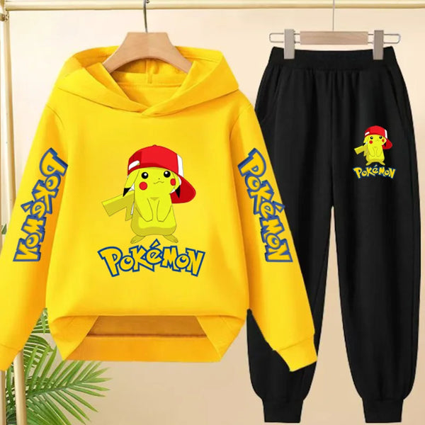 Pokémon Pikachu Kids Hoodie & Sweatpants Set – Cute 2-Piece Tracksuit for Toddlers & Boys/Girls (Ages 3–12)