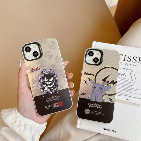 Pokemon Pikachu Silver Color Electroplated Phone Case for iPhone 15 14 13 12 11 Pro Max Shockproof Protective Back Cover