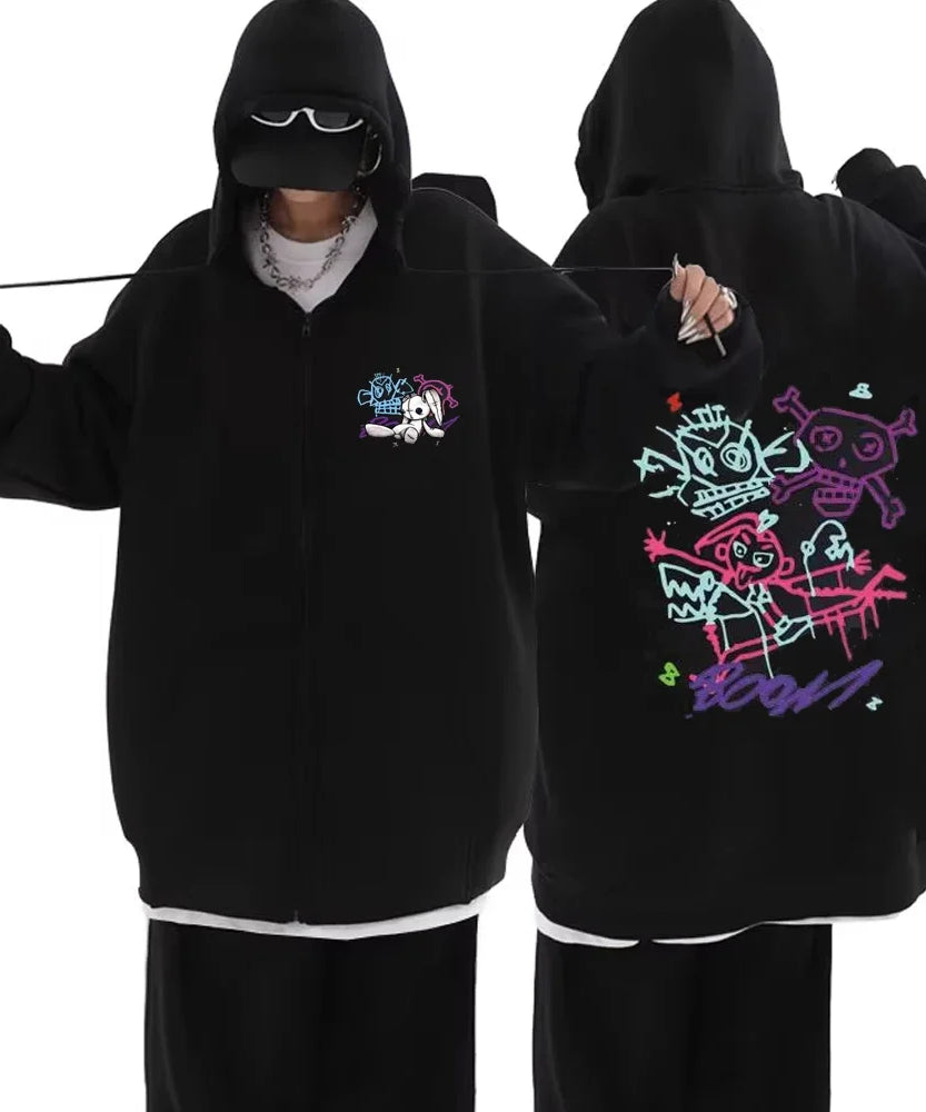 Arcane Jinx Zip Up Jackets Boom Game Lovers Graffiti Hoodies Harajuku Men Women Casual Long Sleeve Sweatshirt Hip Hop Streetwear