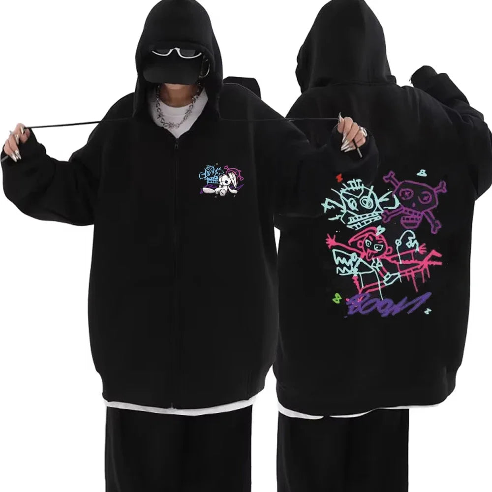 Arcane Jinx Zip Up Jackets Boom Game Lovers Graffiti Hoodies Harajuku Men Women Casual Long Sleeve Sweatshirt Hip Hop Streetwear
