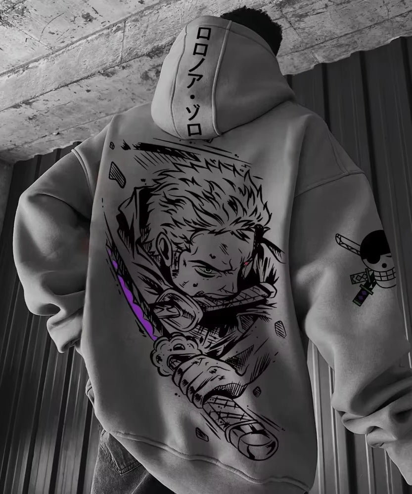 ONE PIECE Anime Peripheral Hand-painted Printed Pullover Autumn and Winter New Men's Loose Casual American Hip Hop Sweater Top