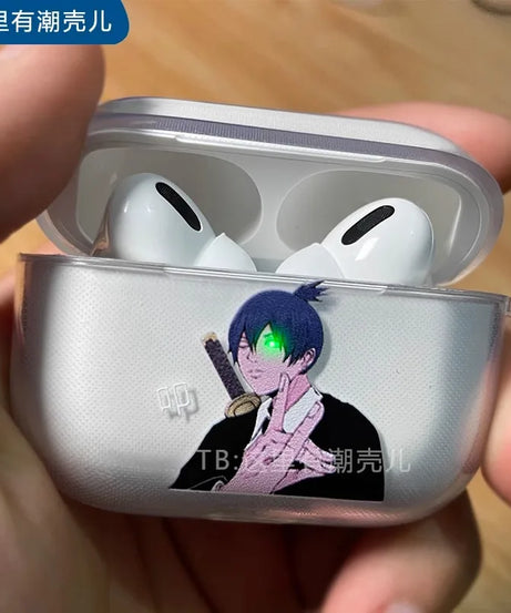 Anime Chainsaw Man power and meowy Soft silicone TPU Case For AirPods 4 Pro 1 2 3 Clear Wireless Bluetooth Earphone Box