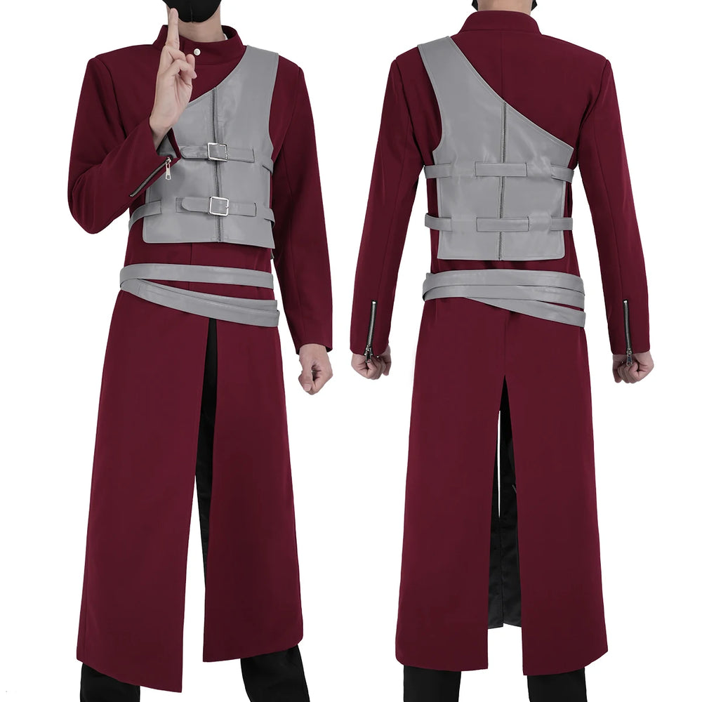 Anime Gaara Cosplay Costume – Long Coat, Vest, Pants & Belt Set