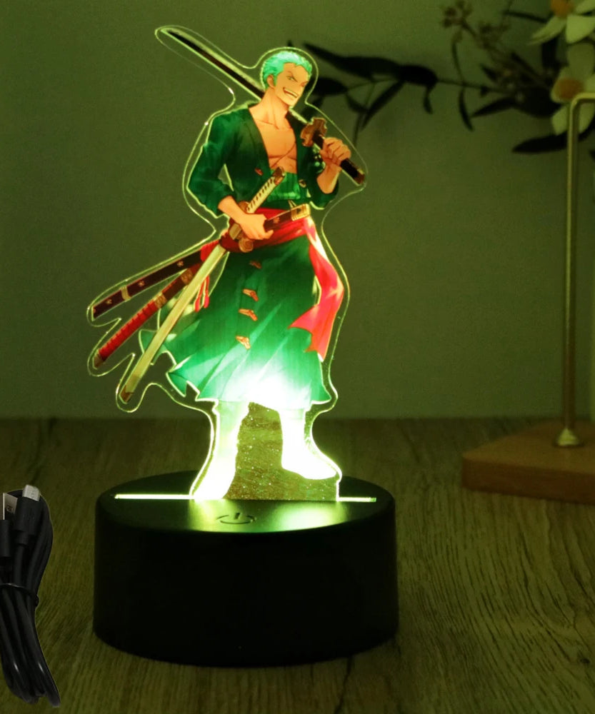 Actions Figure One Piece Luffy Zoro Anime Figures 3D Lamp PVC Action Collection Model Toys LED Night Light Kid Christmas Gift