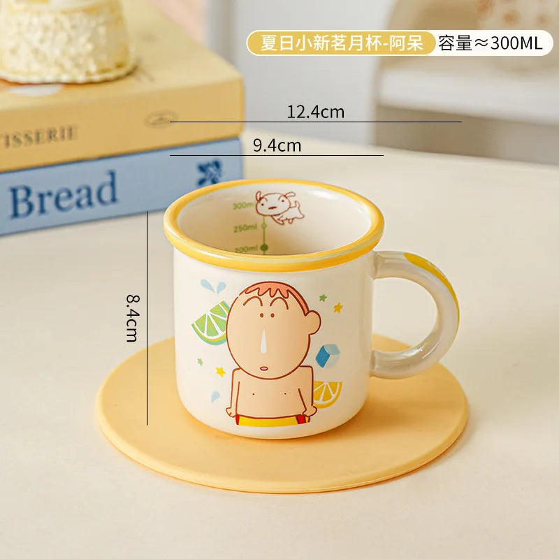 Kawaii Crayon Shin-Chan Boochan Buriburizaemon Wide Edged Mug Water Cup Cute Ceramic Cup for Girls