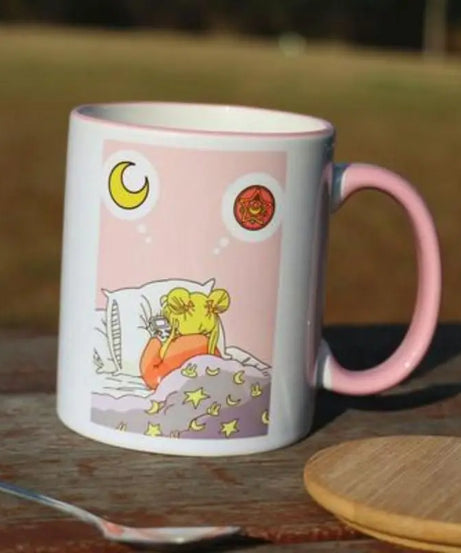 Sailor Moon Usagi Ceramic Mug with Lid & Heart Spoon – Cute Anime Gift Cup