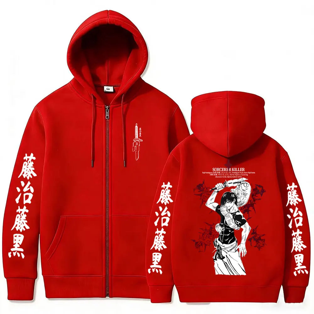 Jujutsu Kaisen Fushiguro Toji Sorcerer Killer Zip-Up Hoodie – Anime Manga Oversized Jacket 5
