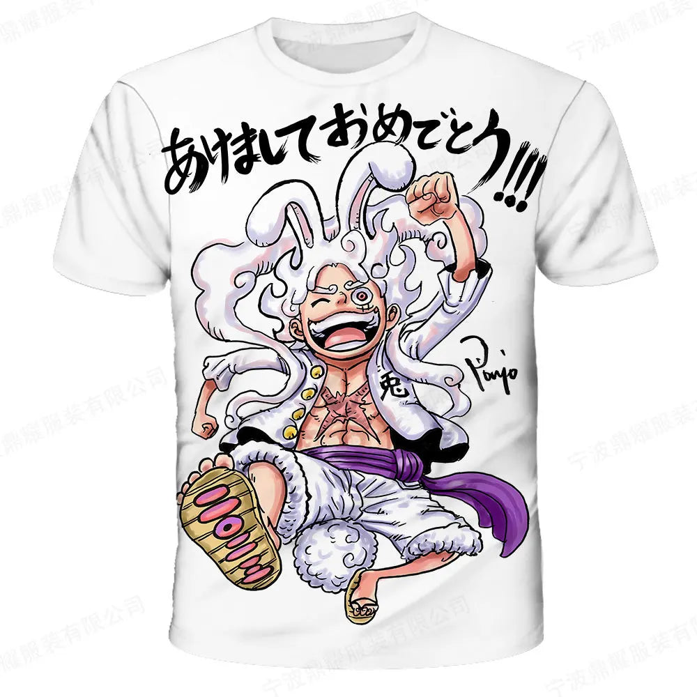 Hot Selling One Piece 3D Printing Fashion Children's Anime Luffy Men's Clothing Children's Boys' T-shirt Summer Short Sleeved