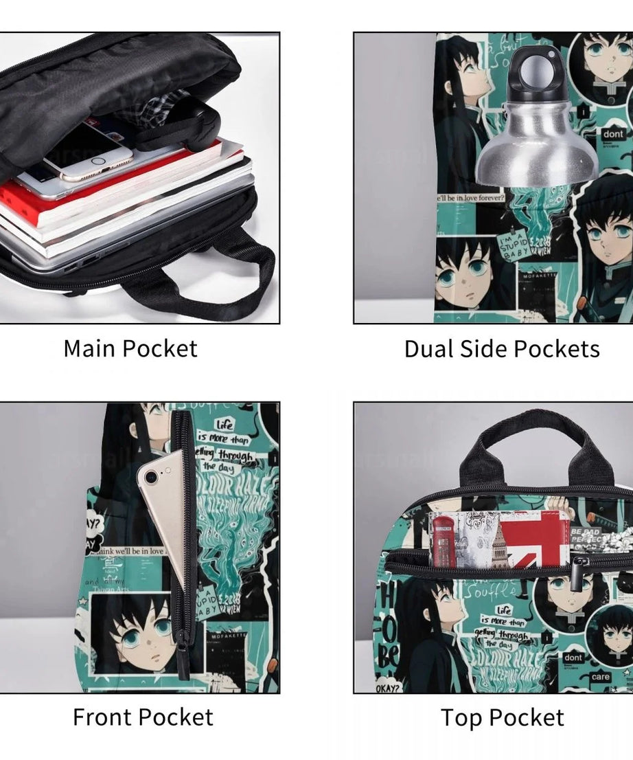 Cute Anime Muichiro TokitoTravel Backpack College Book Bag for Men Women Lightweight Casual Should Bags for Outdoor Sports