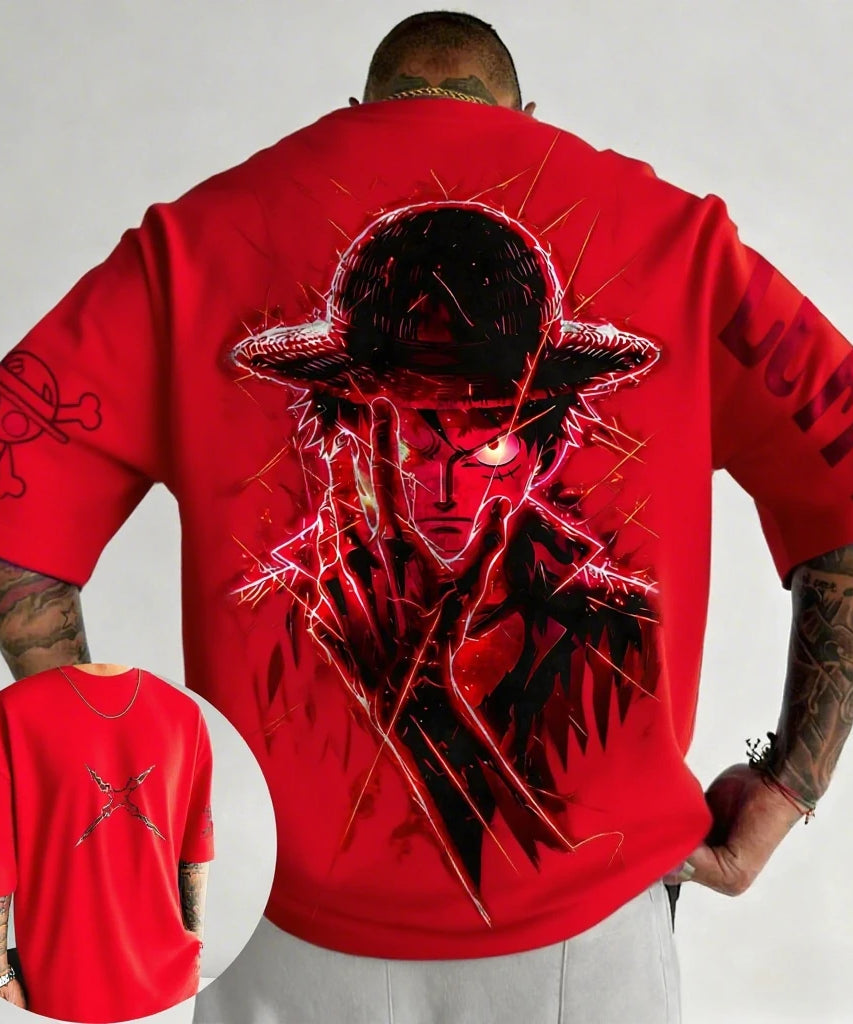 One Piece Luffy Anime Joint T-shirt Street Summer New Men's Harajuku Loose Casual Children's Parent Child Clothing Top