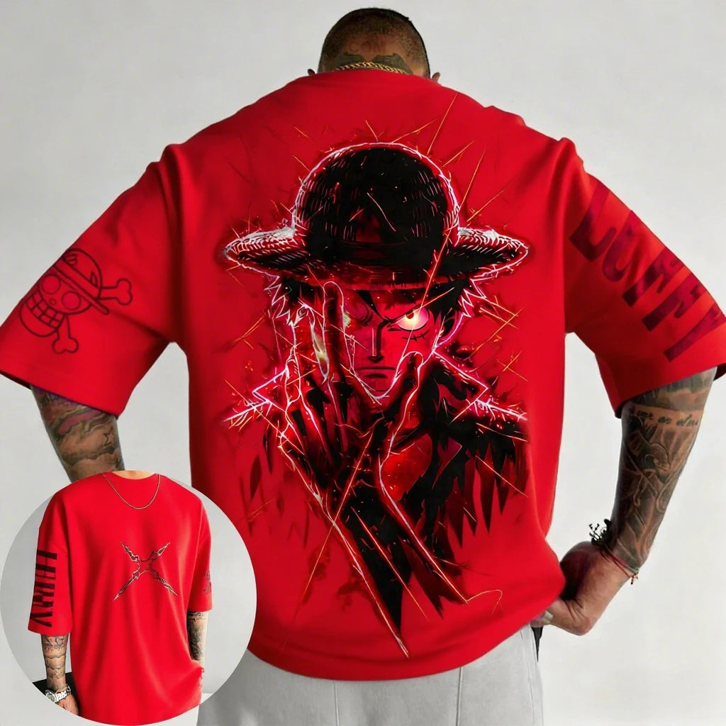 One Piece Luffy Anime Joint T-shirt Street Summer New Men's Harajuku Loose Casual Children's Parent Child Clothing Top