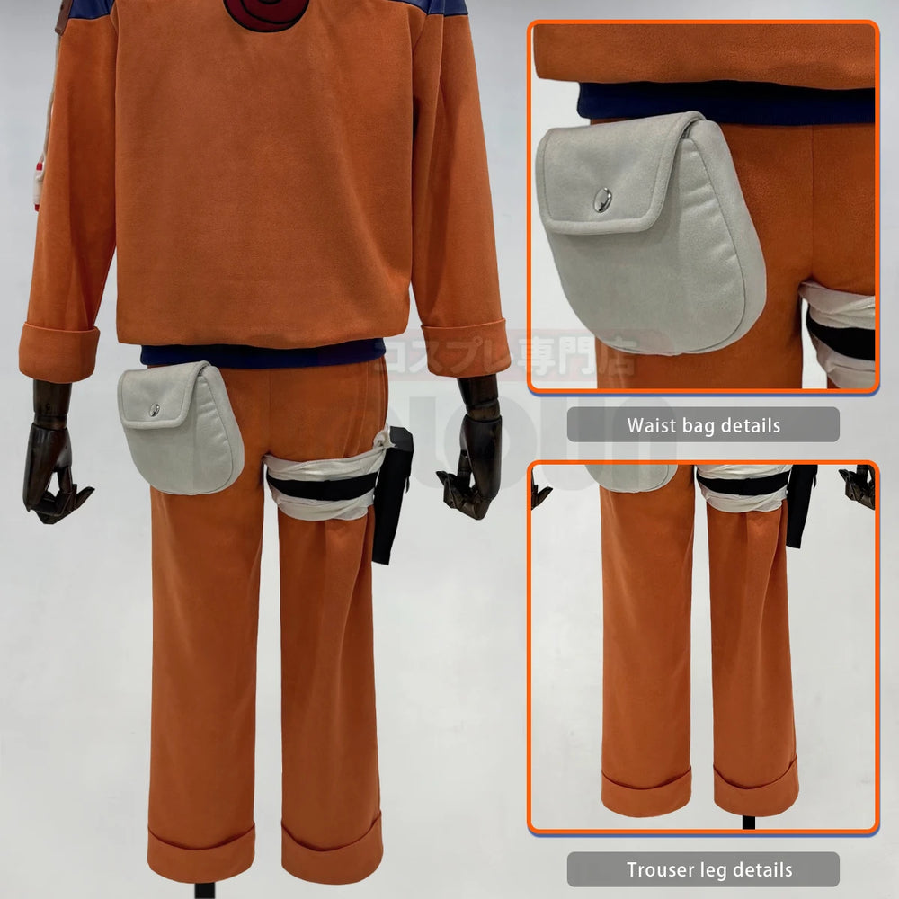 Anime Uzumaki Cosplay Costume – Teenager Orange Jacket, Pants & Bag Set 3