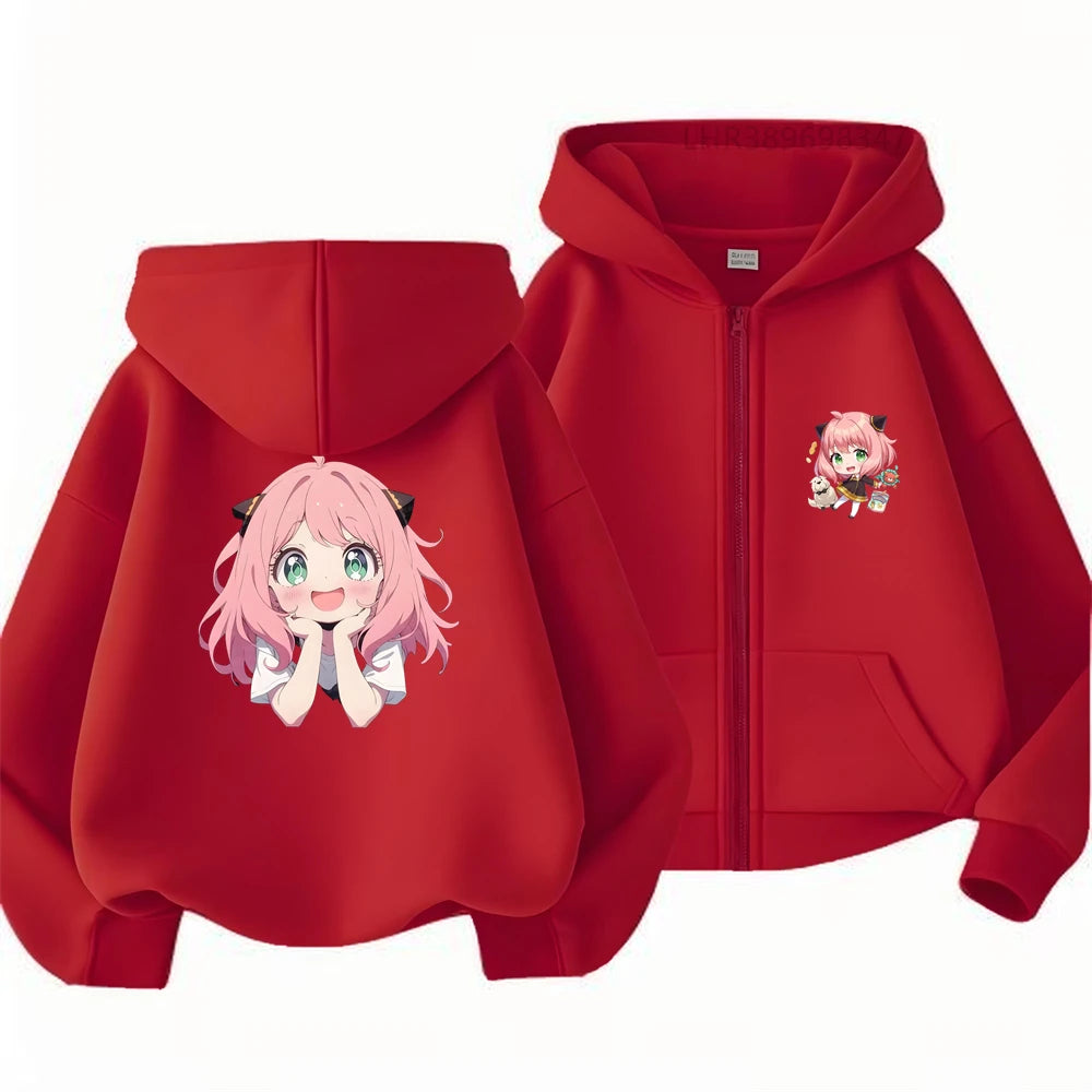 Spy x Family Anya Forger Kids Graphic Zip-Up Hoodie Autumn Jacket