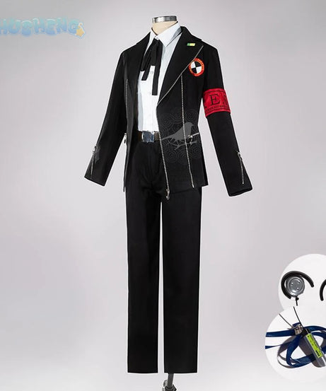 PERSONA3、p3 Yuuki Makoto Cosplay Costume Halloween Party Handsome and Fashionable Campus Uniform Set and Accessories Woman Man