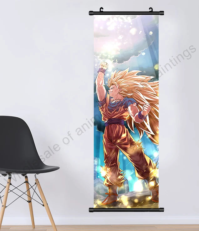 Dragon Ball Z Hanging Canvas Scroll – Goku, Vegeta & Frieza Anime Wall Art