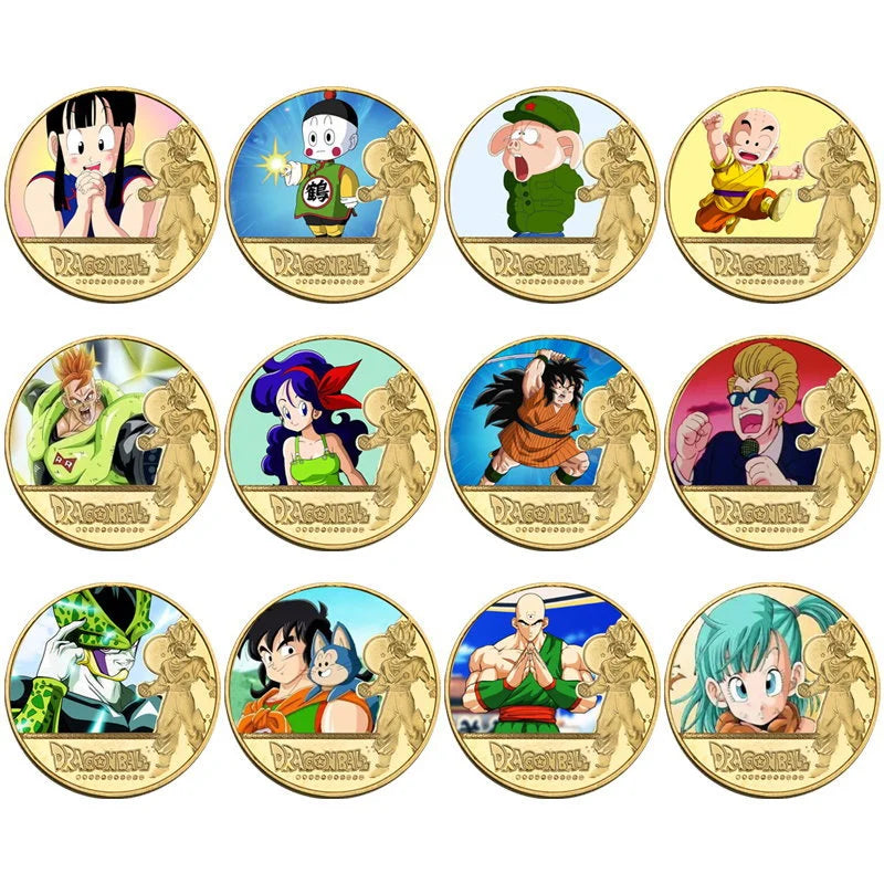 Dragon Ball Gold Plated Gold Coin Son  Goku Vegeta Commemorative Coins Children Classic Anime Peripherals Collection Toy Souvenir