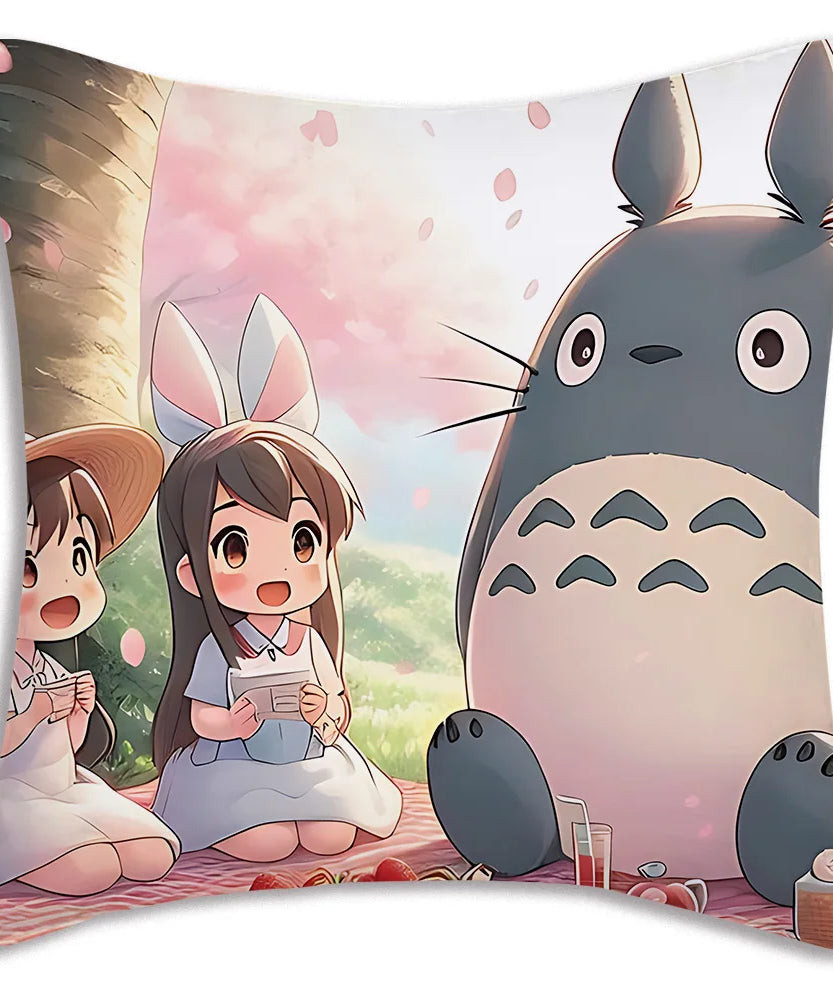Anime T-TotoroS Kawaii Pillow Covers Cartoon Sofa Decorative Home Double-sided Printing Short Plush Cute Cushion Cover