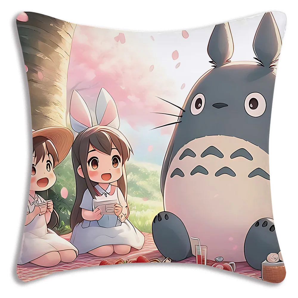 Anime T-TotoroS Kawaii Pillow Covers Cartoon Sofa Decorative Home Double-sided Printing Short Plush Cute Cushion Cover