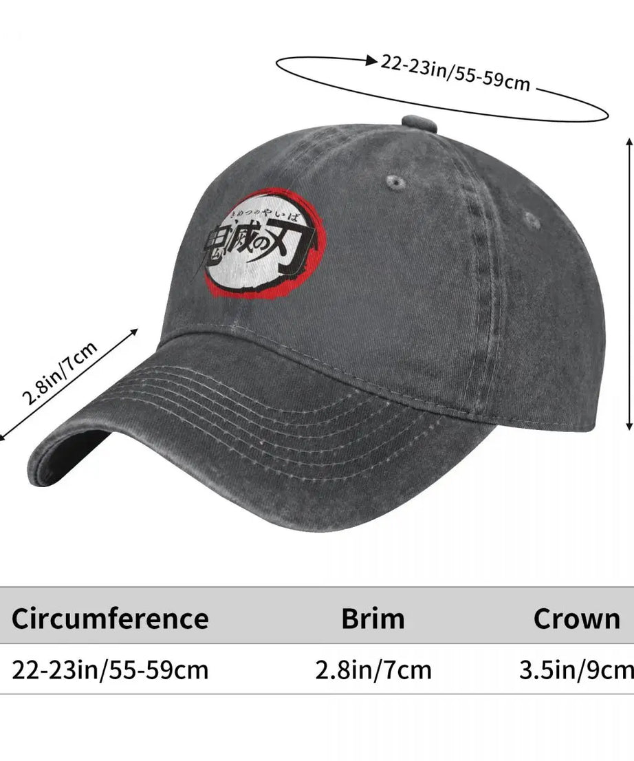 Demon Slayer Anime Baseball Caps Fashion Distressed Washed Snapback Cap Men Women Outdoor Activities Caps Hat