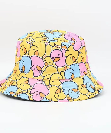 Summer Duck Reversible Bucket Hat for Women Travel Fisherman Hat Sad Boys Bob Fishing Cap Girl Outdoor Panama Beach Sun Hat