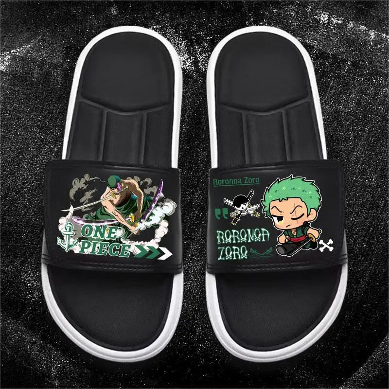 One Piece Anime Luffy Zoro Nami  Pattern New Slippers Men and Women Fashionable Flat Outdoor Comfortable Sandals Gift