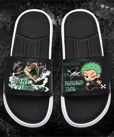 One Piece Anime Luffy Zoro Nami Pattern New Slippers Men and Women Fashionable Flat Outdoor Comfortable Sandals Gift
