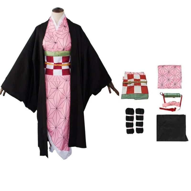 Anime Demon Slayer Nezuko Kamado Cosplay Costume – Uniform, Wig & Accessories Set 7
