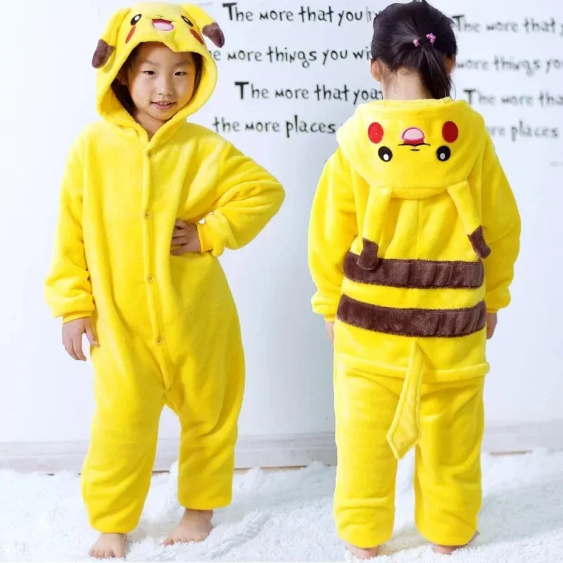 Pokémon Pikachu Warm Flannel Onesie – Cozy Hooded Sleepwear for Kids & Adults 8