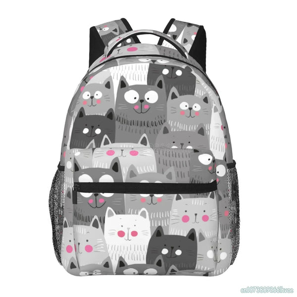 Neko Atsume Backpack — Cute Cat Print School Bag