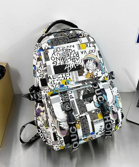 Monkey· D·Luffy cute creative simple anime peripheral waterproof graffiti schoolbag for primary and secondary school students