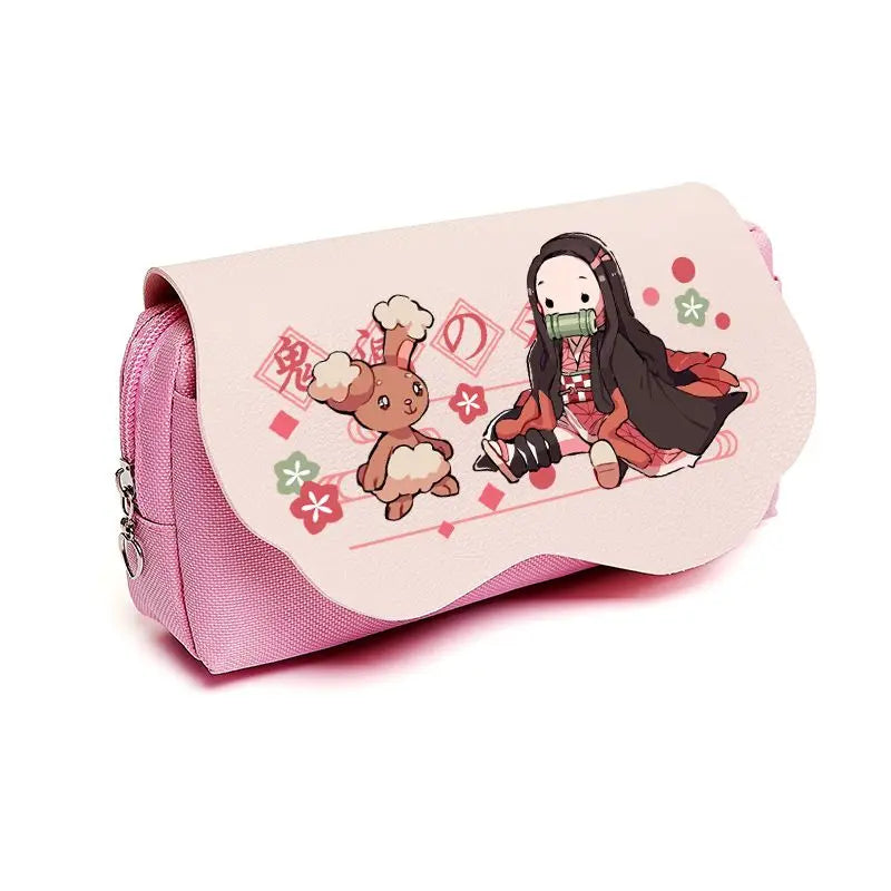 Anime Demon Slayer Student Pencil Case Cute Large Capacity Multifunctional Desktop Storage Bag Practical Gifts