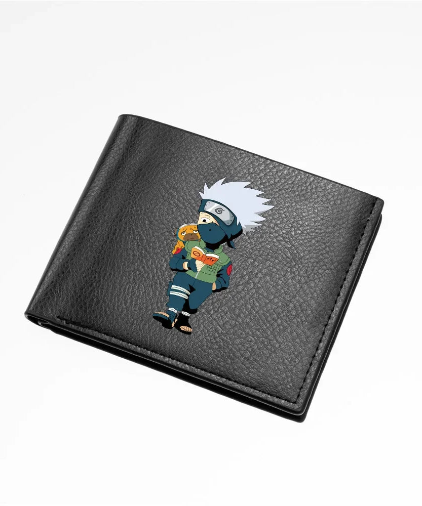 Naruto Sasuke Men Purse Black PU Leather Large Capacity Simple Casual Multiple Slot Card Holder Short Ultra Thin Wallet Gift New