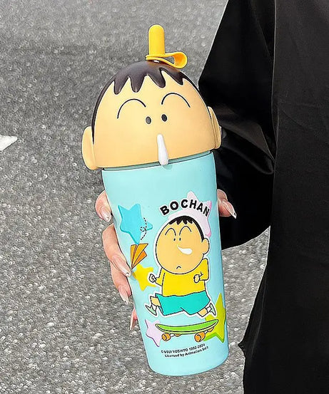 Crayon Shin-Chan Stainless Steel Thermos Mug – 600ml Anime Tumbler with Straw