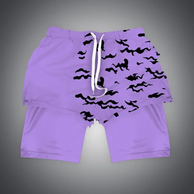 One Piece x Naruto x Dragon Ball 2-in-1 Men’s Gym Shorts – Quick-Dry & Breathable Sportswear