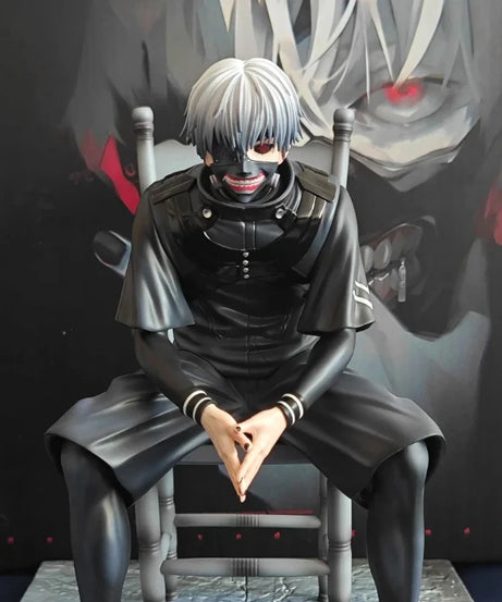 20cm Ken Kaneki Sitting Figure Tokyo Ghoul GK Replaceable Double Head Double Arms Statue With Base Anime Model Toy Deco Boy Gift