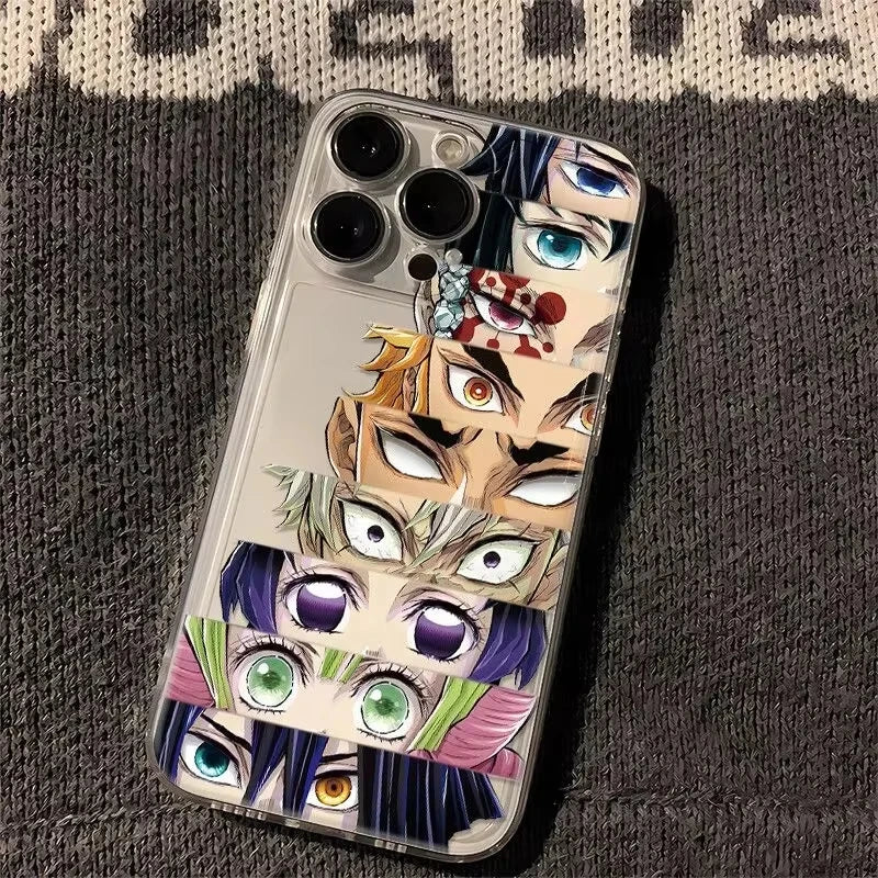 Demon Slayer Clear Case for iPhone 16 15 14 13 12 Mini 11 Pro Max XS X XR 8 7 Plus Washable Shockproof Soft Silicone Cover funda