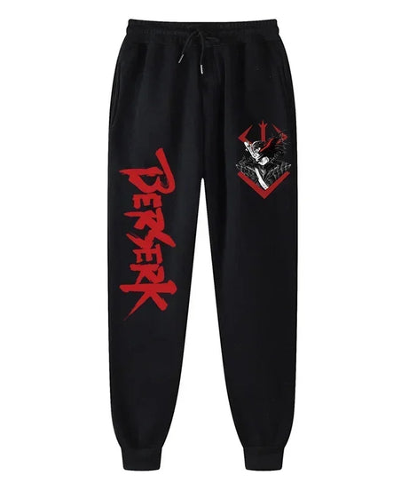 Men's berserk animated printed sportswear pants sports jogging pants casual polar lining pocket pants