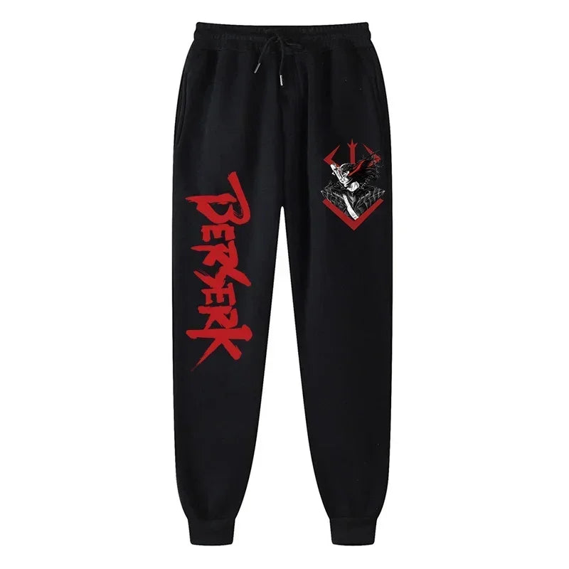 Men's berserk animated printed sportswear pants sports jogging pants casual polar lining pocket pants