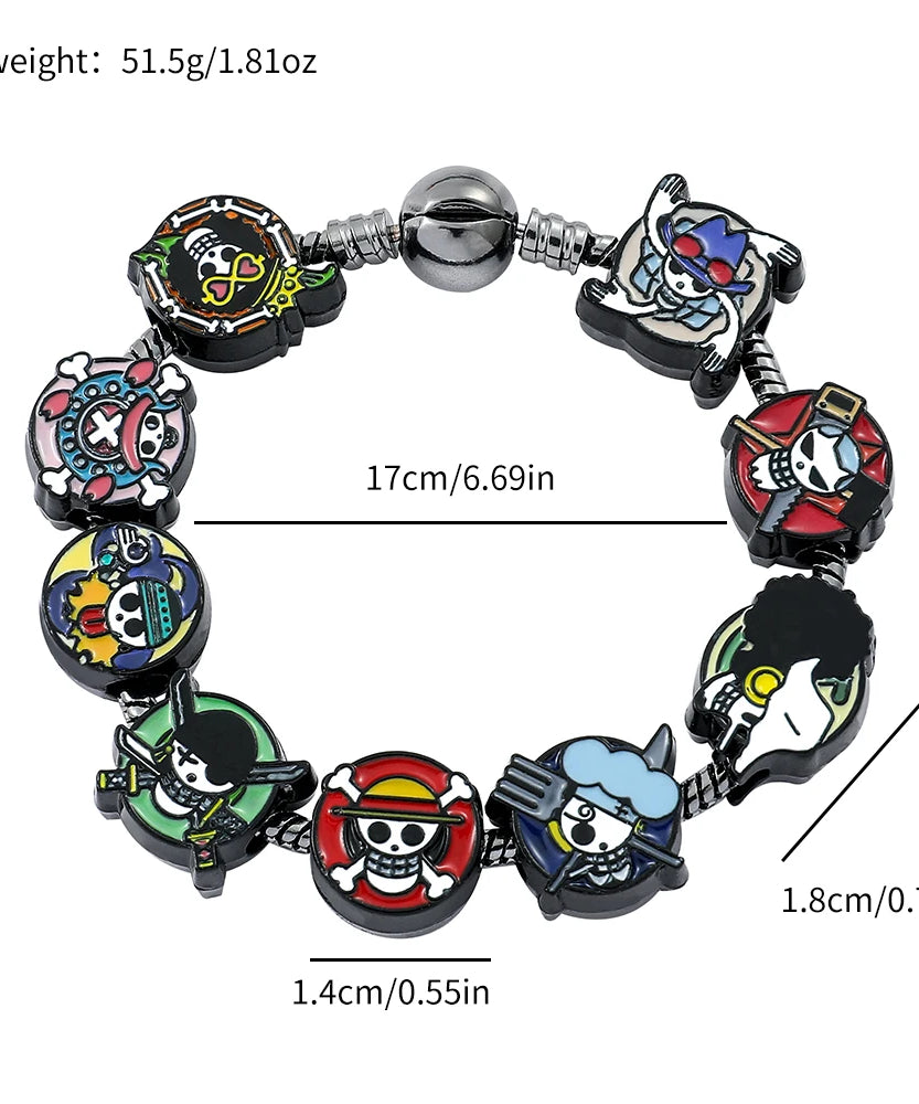 Anime Charms Bracelet Skull, DIY Pendant Bangle, Vintage Bracelet