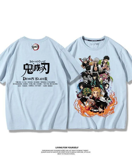 Demon Slayer Anime Tanjirou Nezuko Zenitsu Giyuu Printed Cotton Short Sleeve Summer Men's Outdoor Casual Streetwear Gift