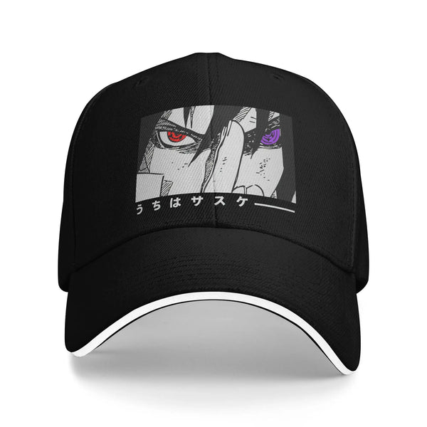 Anime Naruto Sasuke Uchiha Mangekyo Graphic Baseball Cap – Adjustable Snapback Hat for Men & Women