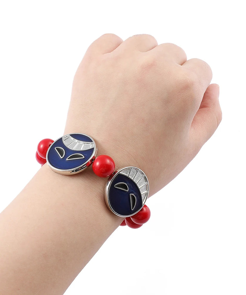 Anime Red Beads Face Bracelet Necklace, Portgas D Ace, Fashion Jewelry Accessories, Cosplay Party Gifts
