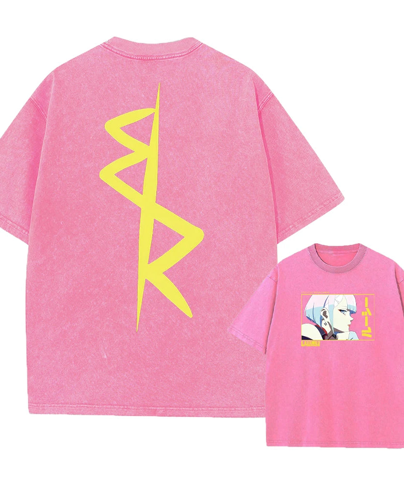 Cyberpunk Acid Anime Tee – Vintage Washed Streetwear Unisex T-Shirt