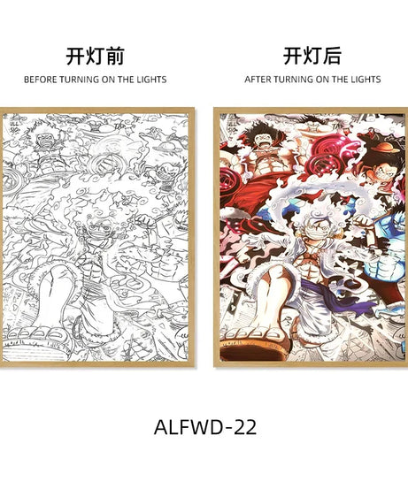 Sun God Nika Luffy Light-Up Frame – One Piece LED Desktop Decor