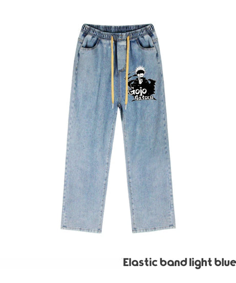 JUJUTSU KAISEN Gojo Yuji Megumi Sukuna Anime Daily Trousers Loose Spring and Autumn Wide Leg Pants Casual Jeans
