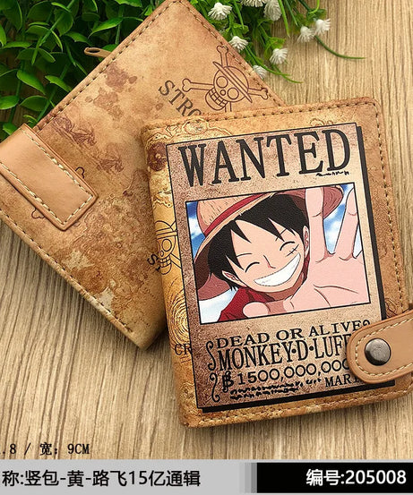 Anime One Piece Figure Wallet Luffy Purse Zoro Ace Bounty Order Skeleton Pattern Pu Kawaii Wallet Card Holder Purse